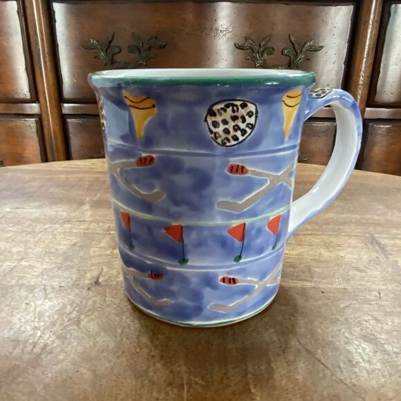 Vintage Starbucks handpainted golf mug oversized - Picture 1 of 4